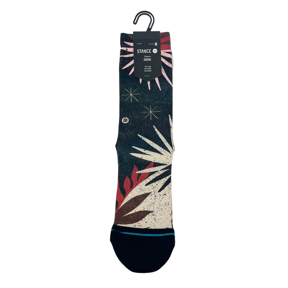 NEW Stance Womens Opposition Crew Socks Mid Cushion Black Multi - MEDIUM